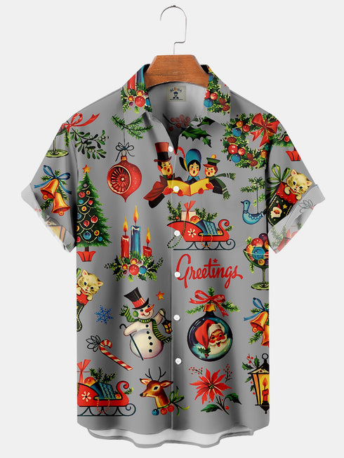 Men's Christmas Funny Graphic Short Sleeve Hawaiian Shirt
